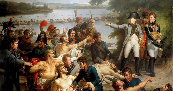 Charles Meynier, Retour de Napoléon Ier dans l'île de Lobau sur le Danube après la bataille d'Essling. © Château de Versailles.