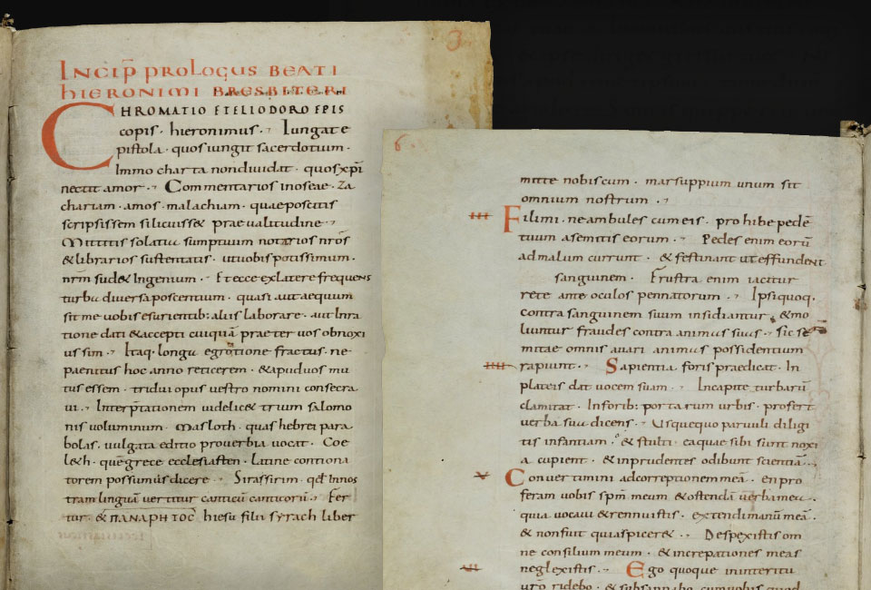 Bible de Saint-Gall, 9e siècle. St. Gallen, Stiftsbibliothek, Cod. Sang. 7: Bible (Pr, Qo, Ct, Sg, 1-2 Ch).