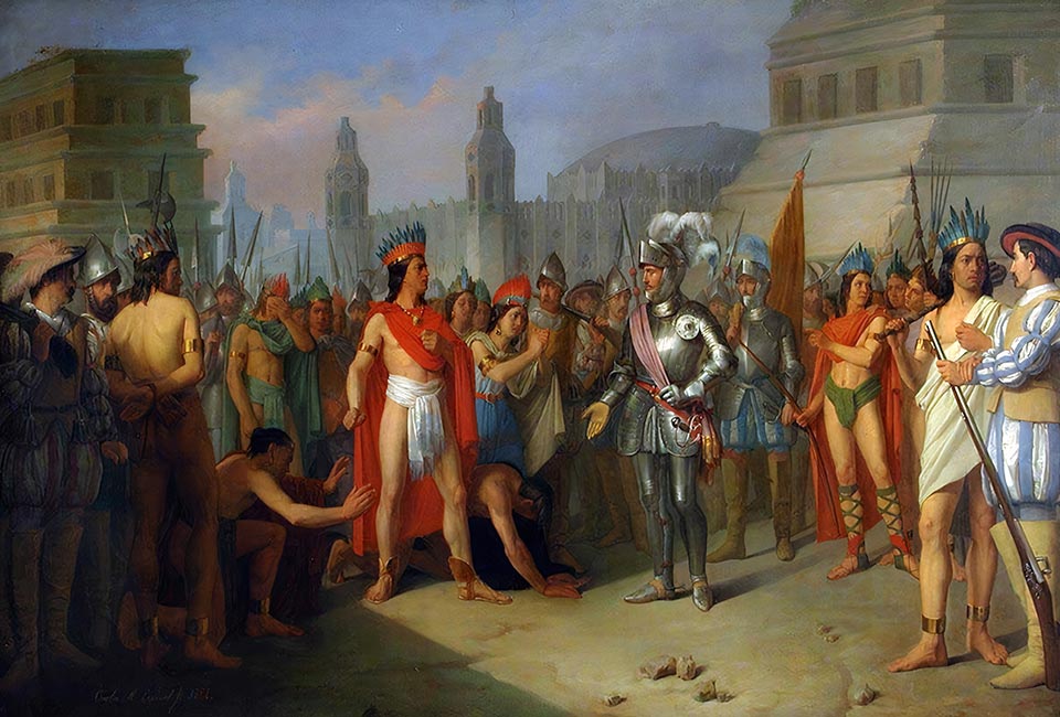 Carlos Maria Esquivel, L'emprisonnement de Guatimocin par les troupes d'Hernan Cortés, 1856. Musée de Saragosse.